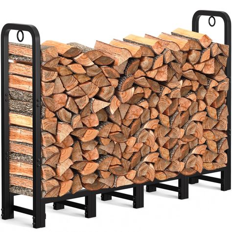 PRICES MAY VARY. Firewood Organized: Amagabeli 5ft fireplace log rack measures 5.2 W x 1.0 D x 3.45 H feet, 3.7" off the ground. Heavy duty fire wood log rack with kinding holds and stores up 1/4 face cord of firewood. Perfect size firewood storage rack to fit on outdoor back porch, back yard deck, outside backyard fire pits, under eaves, tool shed, wood shed, chaotic pile inside the cabin, indoor garage, family room, covered patio to hold enough wood for fireplace all seasons. Sturdy and Durabl Wood Log Storage Outdoor, Outdoor Log Storage, Advanced Crafts, Cabin Indoor, Indoor Garage, Firewood Racks, Yard Deck, Firewood Logs, Wood Pile