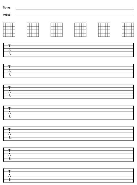 Free Blank Guitar Sheet Staff & Tab Paper Blank Guitar Tab Sheet, Basic Chords Guitar, Guitar Tab Sheet, Akordy Na Ukulele, Guitar Tabs Acoustic, Akordy Gitarowe, Blank Sheet Music, Basic Guitar Lessons, Easy Guitar Tabs