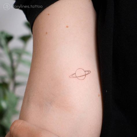 Mini Saturn Tattoo, Saturn Small Tattoo, Small Planet Tattoo Simple, Simple Saturn Tattoo, Saturn Planet Tattoo, Planets Tattoo Simple, Planet Tattoos Simple, Small Saturn Tattoo, Moon Saturn Tattoo