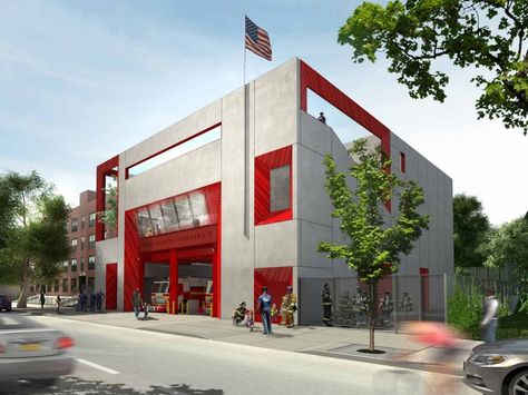 Studio Gang Designs Brooklyn Training Facility for New York Fire Department,© Studio Gang Architects Brooklyn Neighborhoods, Fire Hall, Cool Fire, Training Facility, House Fire, Fire Rescue, Fire Station, Green Roof, Fire Department