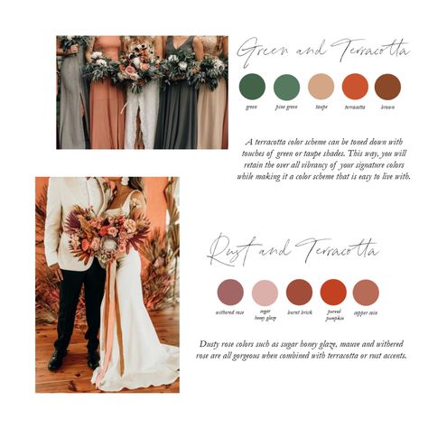 Terracotta Wedding Color, Terracotta Wedding Colors, Terra Cotta Wedding, Burgundy Colour Palette, Fall Wedding Style, Terracotta And Green, Paint Brush Strokes, Wedding Color Pallet, Pallet Wedding