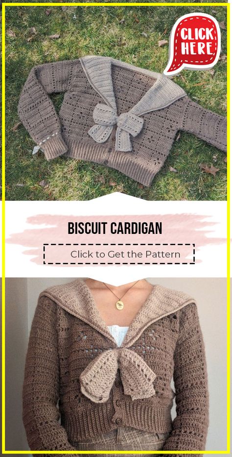 crochet Biscuit Cardigan easy pattern  - Easy Crochet Biscuit Cardigan Pattern for Beginners. Click to Get the Pattern #Cardigan #crochet #crochetpattern   via @shareapattern.com How To Design Crochet Clothing, Crochet Pockets On Sweater, How To Style Crochet Clothes, Light Crochet Cardigan Pattern Free, Crochet Professional Clothes, Ribblr Free Crochet Patterns, Crochet Cardigan Cute, Crochet Patchwork Hoodie, Cute Knit Patterns