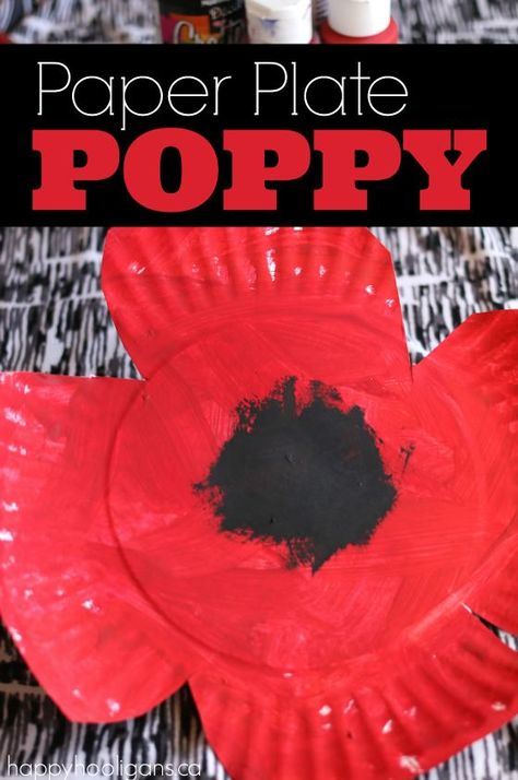 Paper Plate Poppy Craft for Preschool - Happy Hooligans Preschool Red Crafts, Paper Plate Poppy Craft, November Crafts Preschool, Poppy Crafts, Poppy Craft For Kids, Remembrance Day Activities, Remembrance Day Art, Veterans Day Activities, Poppy Craft