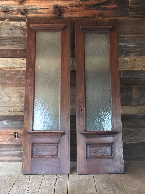 Old french doors, wish I knew their history Vintage double doors Vestibule doors European French Doors, Art Deco French Doors, Narrow French Doors, Vintage French Doors, Old French Doors, Antique Door Hardware, Blue Bungalow, Double Door Entrance, Doors And Floors