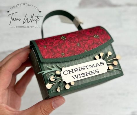 Pootles Stampin Up Tutorials, Su Treat Boxes, Stampin Up Boxes And Bags, Tami White Tutorials, Stampin Up Boughs Of Holly Dsp, Stampin Up Boxes Tutorial, Stampin Up Gift Boxes, Stampin Up 3d Projects Gift Ideas, Diy Christmas Treat Bags