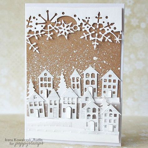 Winter Landscape #card by Irena Kowalczyk Rudlis Winter Karten, Handcrafted Christmas Cards, Freebie Friday, Christmas Card Inspiration, Handcrafted Gifts, Homemade Christmas Cards, Diy Christmas Cards, Christmas Cards To Make, Winter Cards