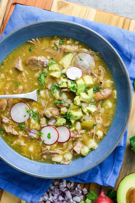 Pozole Verde Instant Pot, Pork Pozole Verde, Pozole Recipe Pork, Pasole Recipe, Mexican Posole, Pozole Soup, Posole Soup, Hominy Stew, Heart Soup