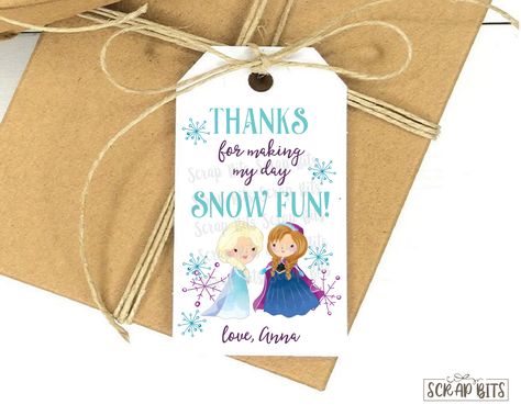 "Our Personalized Gift Tags are the perfect festive touch for your treat bags, favors or gift wrap. H O W ⋆ I T ⋆ W O R K S ---------------------------------------------- ★ 10 printed tags ★ Tags measure 2\" x 3.5\" ★ Blank on flip side ★ Holes pre-punched ★ Laser printed on 110lb white cardstock ★ Optional Baker's Twine (packed separately)* C U S T O M ⋆ D E T A I L S ---------------------------------------------- ★ Custom personalization per design ★ Complimentary color changes ARE allowed. ★ Frozen Birthday Favors, Summer Placemats, Snow Theme, Snow Fun, Birthday Tags, College Graduation Gifts, Frozen Birthday Party, Complimentary Colors, Frozen Birthday