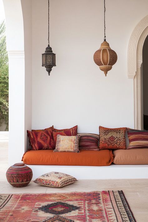 15 Moroccan Decor Ideas for Your Entire Home – Everyday Inspo Moroccan Furniture Living Room, Berber Interior Design, Moroccan Lounge Room, Moorish Interior Design, Modern Moroccan Decor Living Room, Moroccan Living Rooms, Moroccan Living Room Ideas, Traditional Moroccan Living Room, Moroccan Office