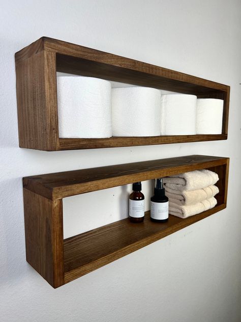 Floating Rectangle Shelf Bathroom Shelf Quality Wood Shelf Kitchen Storage Minimalist Mid Century Modern Toilet Paper Holder - Etsy Rectangle Shelf, Modern Toilet Paper Holders, Wood Shelves Kitchen, Regal Bad, Minimalist Mid Century Modern, Interior Design Per La Casa, Storage Kitchen, Hus Inspiration, Bathroom Shelves