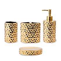 Check this out! Luxury Bathroom Accessories Set, Glam Bathroom Decor, Apartment Necessities, Glam Bathroom, Polygon Design, Bathroom Accessories Luxury, Gold Bathroom Accessories, Bathroom Accessories Set, 50th Anniversary Gifts