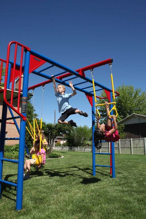 Amazon.com: Lifetime Monkey Bar Adventure Swing Set (primary color): Sports & Outdoors Diy Swing Set, Backyard Jungle Gym, Swing Set Diy, Diy Swing, Playground Slide, Monkey Bar, Metal Swings, Jungle Gym, Monkey Bars