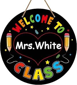 WaaHome Welcome Sign for Classroom Door Decorations 11.3" Personalized Welcome to Our Class Teacher Name Door Sign Hanger for Classroom, Back to School Classroom Decorations for Elementary Teacher Supplies Back To School Classroom Decorations, Welcome Sign For Classroom, Welcome To Our Class, Sign For Classroom, Classroom Door Decorations, Welcome To Class, Teacher Door Signs, Back To School Classroom, Teacher Name Signs