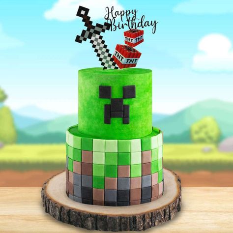 Minecraft Torte, Minecraft Cakes, Minecraft Theme, Creeper Minecraft, Minecraft Cake, Cool Minecraft, Creepers, Fondant, Minecraft