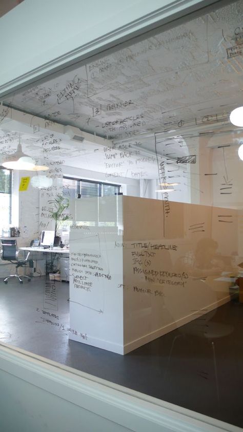 Glass White Board, Commercial Office Design, Loft Office, Cool Office Space, Glass Office, Dream Office, Corporate Interiors, Cool Office, Workplace Design