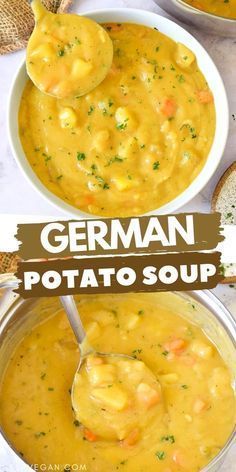 German Potato Soup, German Food Authentic, German Potato, German Potatoes, Vegan Soup Recipes, Lake Food, Summer Lake, Vegan Soup, Easy Soups