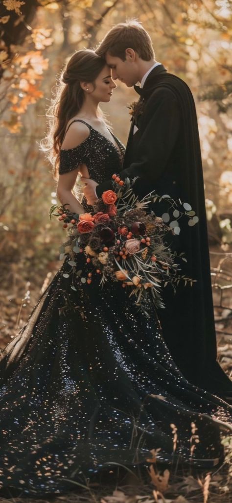 Bride Black Dress, Black Weeding Dress, Sage Green Wedding Dress, Light Blue Wedding Dress, Goth Wedding Dresses, Witchy Wedding, Fall Wedding Gowns, Silver Wedding Dress, Wedding Dress Photography