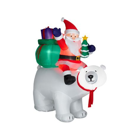 Gemmy Industries Airblown Santa Sitting on Polar Bear Scene Christmas Decoration Polar Bear Christmas Decorations, Christmas Blow Up, Inflatable Christmas Decorations, Inflatable Santa, Polar Bear Christmas, Inflatable Decorations, Christmas Inflatables, Christmas Yard, Outdoor Holiday Decor