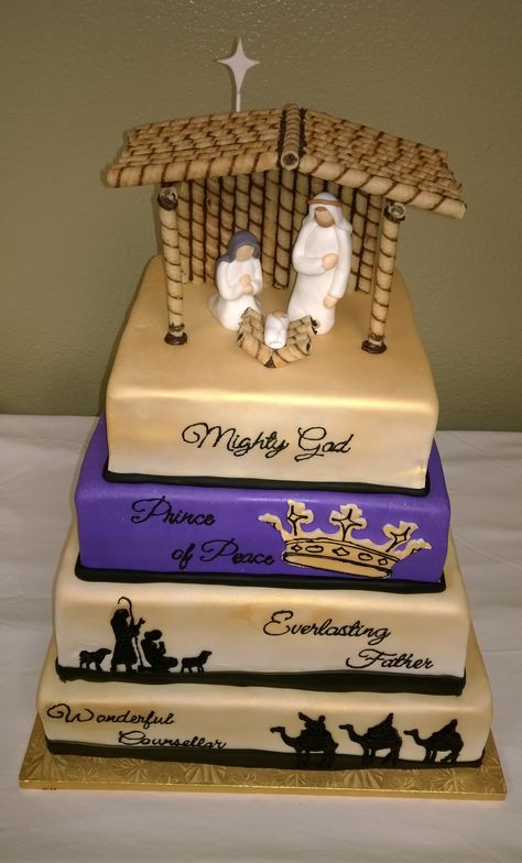 Birthday cake for Jesus. Isaiah 9:6 Jesus Birthday Cake, Happy Birthday Jesus Cake, Jesus Cake, Jesus Birthday Party, Christian Cakes, Christmas Birthday Cake, Bible Cake, Cake Competition, Christmas Themed Cake