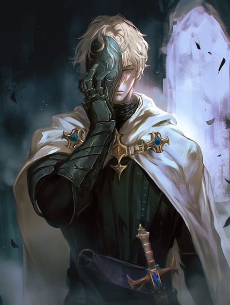 Aasimar Sorcerer Male, Male Cleric Dnd, Blonde Guy Art, Dnd Cleric Aesthetic, Wizard Oc Male, Knight Oc Male, Celestial Dnd, Cleric Rpg, Greek God Art