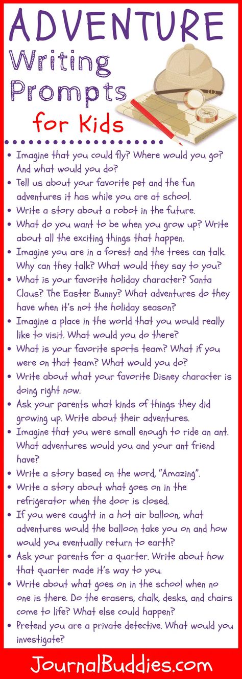 Share these writing prompt ideas with kids & encourage them to go wild with their imaginations as they craft their very own imaginative adventure story! #AdventureWritingPrompts #AdventureStoryPrompts #JournalBuddies Writing Prompt Ideas, Adventure Writing, Journal Prompts For Kids, Prompt Ideas, Story Writing Prompts, Writing Prompts For Kids, Writing Topics, Story Starters, Story Prompts