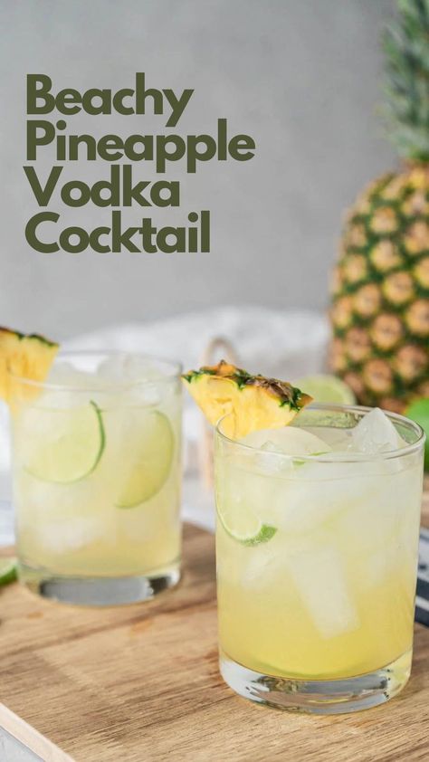 The Beachy Pineapple Vodka Cocktail is a vibrant and soothing cocktail that embodies the carefree spirit of beachside relaxation. This invigorating cocktail combines the smoothness of vodka with the tropical brightness of pineapple juice, complemented by a splash of citrus or a hint of coconut for an extra twist. #BeachyPineappleVodkaCocktail Vodka And Pineapple Juice Cocktails, Pineapple Cocktail Drinks, Pineapple Cocktail Vodka, Pineapple Drinks Alcohol, Pineapple Vodka Cocktails, Coconut Vodka Cocktails, Pineapple Vodka Drinks, Pineapple Juice Cocktails, Alcoholic Drinks Vodka