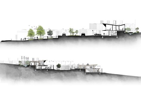 #architecture #contour #housedesign #housing #section Contour Sections Architecture, Concept Section Architecture, Contour Architecture Design Concept, Contour Design Architecture, Contour Site Plan Architecture, Site Section Architecture Drawing, Urban Section Architecture, Contours Architecture, Contour Architecture Design