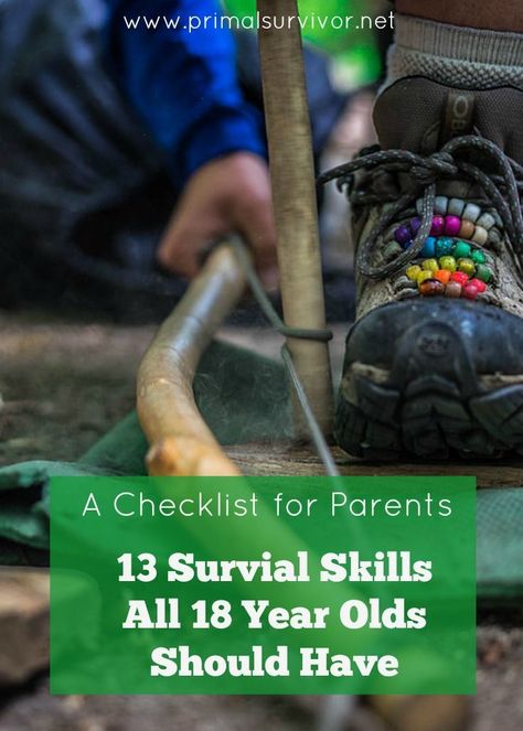 13 Survival Skills All 18 Year Olds Should Have: A Checklist for Parents Survival Equipment, Survival Techniques, Urban Survival, Bug Out Bag, Survival Food, Wilderness Survival, Survival Tools, Camping Survival, Survival Prepping