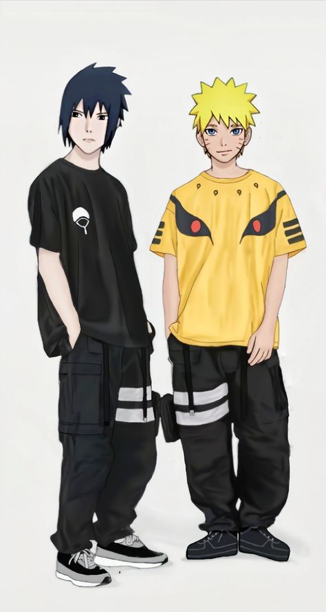 Naruto In Modern Clothes, Sasuke Black Outfit, Naruto Inspired Outfits, Minato Fanart, Naruto Fashion, Ninja Fashion, Naruto Photo, Naruto Friends, Naruto Style