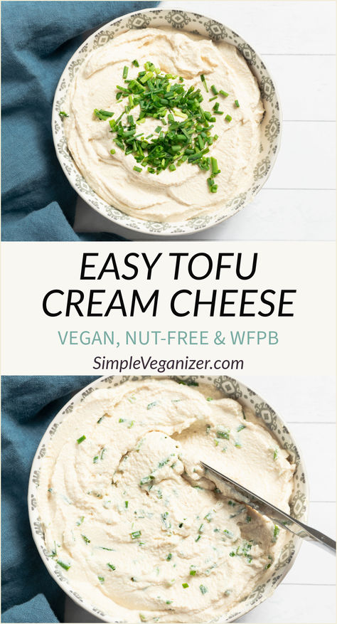 This tofu cream cheese is a quick and easy recipe that’s also nutritious. With just a few whole-food plant-based ingredients blended, you can have your cream cheese ready in 5 minutes. Enjoy it on crackers, bagels, or in your favorite recipes! Tofu Bread, Dairy And Soy Free Recipes, Vegan Cream Cheese Recipe, Tofu Cream, Chocolate Cinnamon Rolls, Tofu Cream Cheese, Recipes Tofu, Keto Chips, Tofu Breakfast