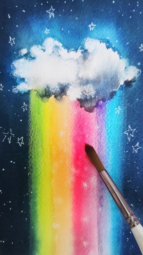 Watercolor Pastel Art, Neon Watercolor Painting, Rainbow Art Aesthetic, Vivian Core, Rainbow Painting Ideas, Rainbow Watercolor Painting, Starry Night Original, Healing Modality, Costume Concepts