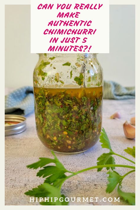 chimichurri in a mason jar with a spoon Authentic Chimichurri Recipe, Argentinian Chimichurri, Chimichurri Recipe, Fresh Parsley, Parsley, Delicious Food, Crockpot Recipes, Vinegar, Meal Planning