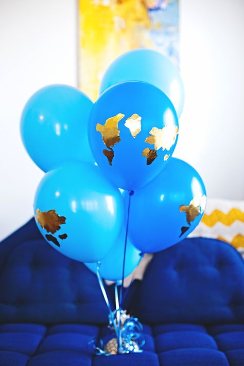 Globe Balloons, Bon Voyage Party, Goodbye Party, Travel Party Theme, World Party, Travel Party, Colourful Balloons, Party Photo Booth, Grad Parties