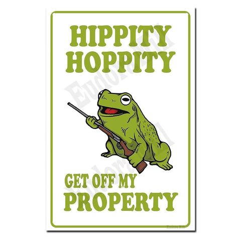 Get Off My Property, Funny Door Signs, Property Signs, Vintage Retro Decor, Wall Nails, No Trespassing, Retro Tin Signs, Frog Decor, Hippity Hoppity