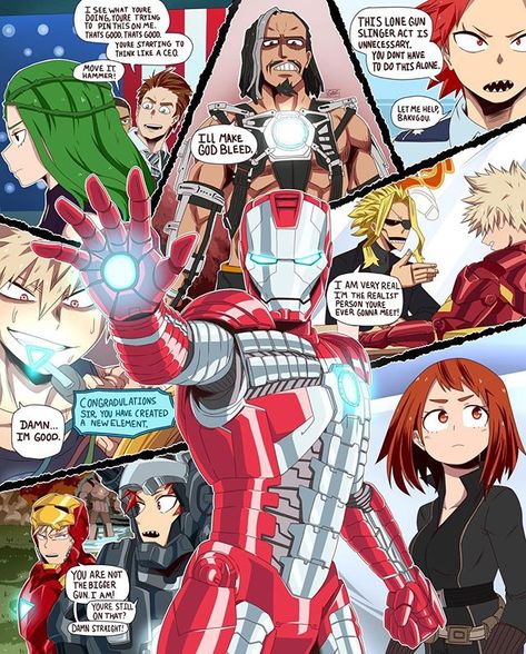 Iron Man 2, Katsuki Bakugou - [MHA Characters and themes belong to Kohei Horikoshi, MCU Characters, themes, story and plot belong to… Spiderman Background, Marvel Academy, Mcu Characters, Mha Characters, Iron Man 2, Fandom Crossover, My Hero Academia Memes, Buko No Hero Academia, Cartoon Crossovers