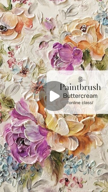 Painting On Buttercream Cakes, Palette Knife Floral Cake, Painted Cakes Buttercream, Painted Buttercream Cake, Bolo Knife, Cake Painting Tutorial, Buttercream Painting, Dessert Painting, Buttercream Flowers Tutorial