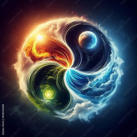 Download four elements of nature forming a circular shape. Earth, wind, fire, air, water. Dramatic dark background emphasizing the elements in the center generative ai Stock Illustration and explore similar illustrations at Adobe Stock. Earth Wind Fire Water Art, The 4 Elements Art, Four Elements Aesthetic, 4 Elements Art, Four Elements Art, Earth Fire Water Air, 5 Elements Of Nature, Fire Water Earth Air, Four Elements Of Nature