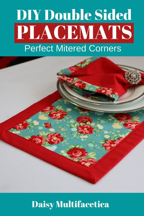 Diy Placemats Fabric, How To Make Placemats, Pioneer Woman Fabric, Pioneer Woman Placemats, Easy Placemats, Quilted Placemat Patterns, Christmas Table Runner Pattern, Diy Placemats, Diy Sewing Gifts