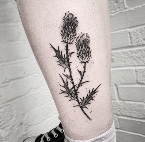 Briar Rose Tattoo, Thistle Tattoo Black, Thistle Tattoo, Vegan Tattoo, Multi Colored Hair, Briar Rose, Rose Tattoo, Tiny Tattoos, Brick Wall