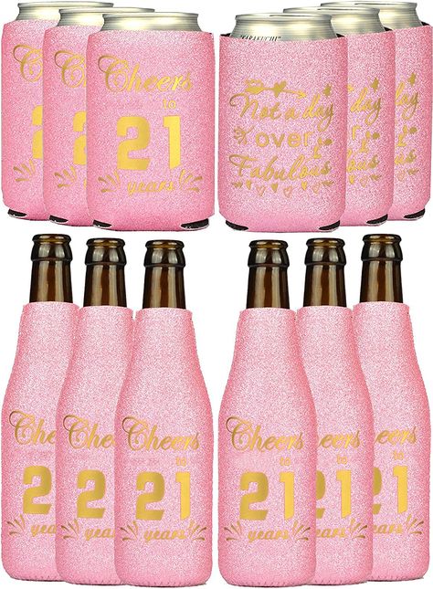 PRICES MAY VARY. 21st Birthday for Women is a Memorable Event – 21st Birthday is a big and memorable event in life of every girl and we will help you to celebrate this memorable day with you family, colleagues and friends in a unique way 21st Birthday Can Coolers Bundle – Our package contains 12 Pink and Gold "Cheers to 21 Years" Can Coolers!. It has 6 pink and gold can cooler and 6 pink and gold bottle cooler. Hat to look decent and unique among other people on 21st Birthday party. 21st Birthda 21st Birthday Koozies, 21st Bday Party Ideas, 21 St Birthday Party Ideas, Classy 21st Birthday, Diy 21st Birthday Gifts, 21st Birthday Favors, 21st Birthday Party Favors, Cheers To 21 Years, 21st Bday Cake