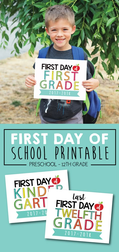 First Day of School Sign - Free Printable First Day First Grade, First Day Of School Signs, First Day Of School Pictures, Mommy Hacks, Printable School, First Day Of School Sign, First Day School, Printables For Kids, School Printables