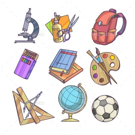 Back to School Supplies and Learning Equipment Group Illustration, Book Icon, Computer Vector, School Equipment, Business Vector Illustration, School Illustration, Business Icons Vector, School Icon, Education Icon