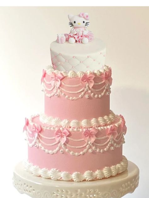 Quince Hello Kitty Theme, Quinceañera Themes Ideas Pink, Sweet 16 Hello Kitty Cake, Quinceanera Dresses Hello Kitty, Hello Kitty Quinceanera Cake, Hello Kitty Themed Quinceanera, My Melody Quinceanera, Quince Cake Ideas Pink, Hello Kitty Themed Quince