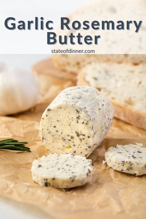 Garlic Rosemary Butter is a compound butter made with fresh herbs. It is simple to make and is an excellent way to add amazing flavor to steaks, poultry, and roasted vegetables. Rosemary Butter, Flavored Butter Recipes, Butter Recipes Homemade, Compound Butter Recipe, Herb Butter Recipe, Homemade Garlic Butter, Seasoned Butter, Infused Butter, Spend With Pennies