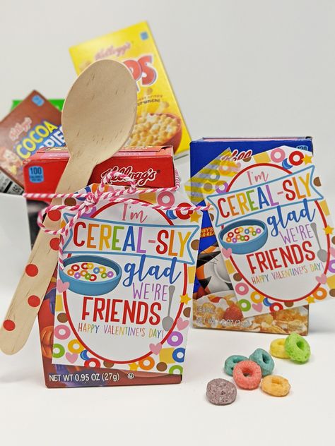 Cereal-sly Valentine Printable, Cereal Box Printable, Valentines Day Gifts For Students, Valentines For Classmates, Valentines Week, Valentines Snacks, Box Printable, Valentines Games, Classroom Valentines