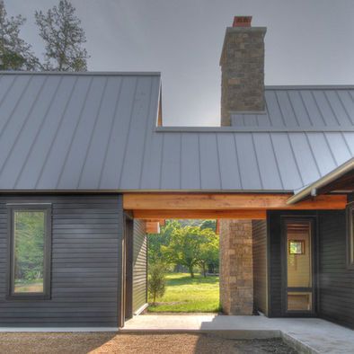 Roof color and material.  Overall look Contemporary Exterior Design, Zinc Roof, Transitional Exterior, Standing Seam Metal Roof, Contemporary Exterior, Roof Colors, Modern Farmhouse Exterior, Wood Siding, Modern Barn