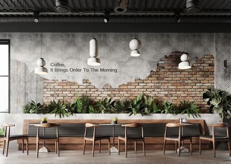 Coffee Interior Design, Industrial Style Restaurant, Coffee House Interiors, Industrial Coffee Shop, The Coffee House, Coffee House Design, Industrial Cafe, Cabin Bathroom, Industrial Restaurant