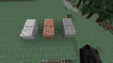 3 NEW BLOCKS ADDED into the 1.8 snapshot. On the top are the 3 polished variants of the new blocks: DIORITE (left), GRANITE (middle), ANDESITE (right). On the bottom we have: DIROTE (left), GRANITE (middle), and ANDESITE (right). These blocks can be found mixed with stone in caves, ravines, etc. Reference Board, Minecraft 1, On The Top, The 3, Minecraft, The Top, Stone