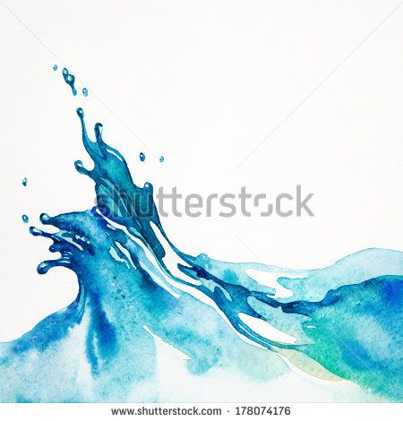 Watercolor background. Water splash isolated on white. Watercolor painting. - stock photo Water Splash Painting, Splash Painting, Splash Watercolor, Background Water, Splash Of Water, Sea Artwork, Watercolor Wave, Wave Illustration, Pen Art Drawings