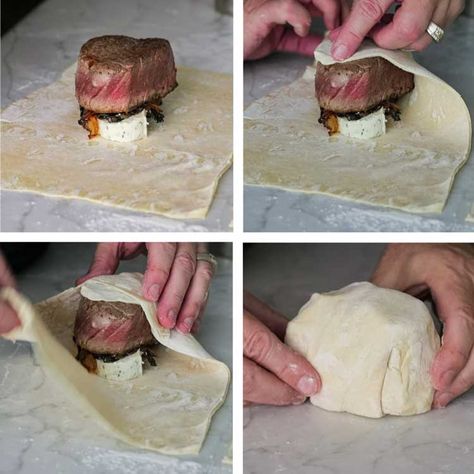 Individual Beef Wellington Filet Mignon, Mini Beef Wellington With Boursin Cheese, Individual Wellington, Beef Wellington Side Dishes, Rosemary Compound Butter, Venison Wellington, Wellington Recipes, Individual Beef Wellington Recipe, Turkey Wellington